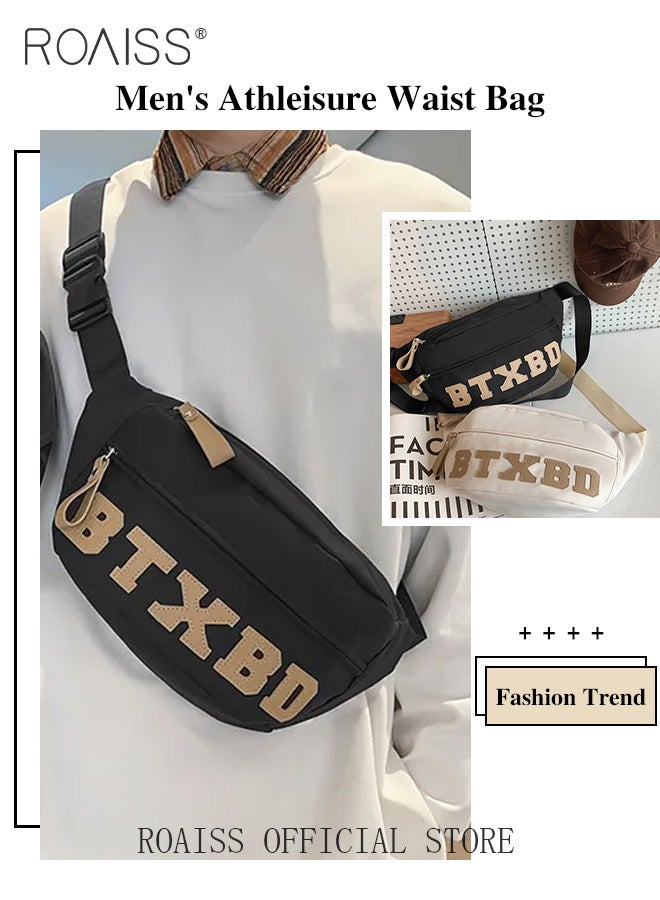 roaiss Unisex Multifunctional Chest Bag Letter Print Design Simple and Fashionable Large Capacity Style Versatile and Suitable for Students Can be Worn as a Crossbody Bag or Waist Bag  - Image 3