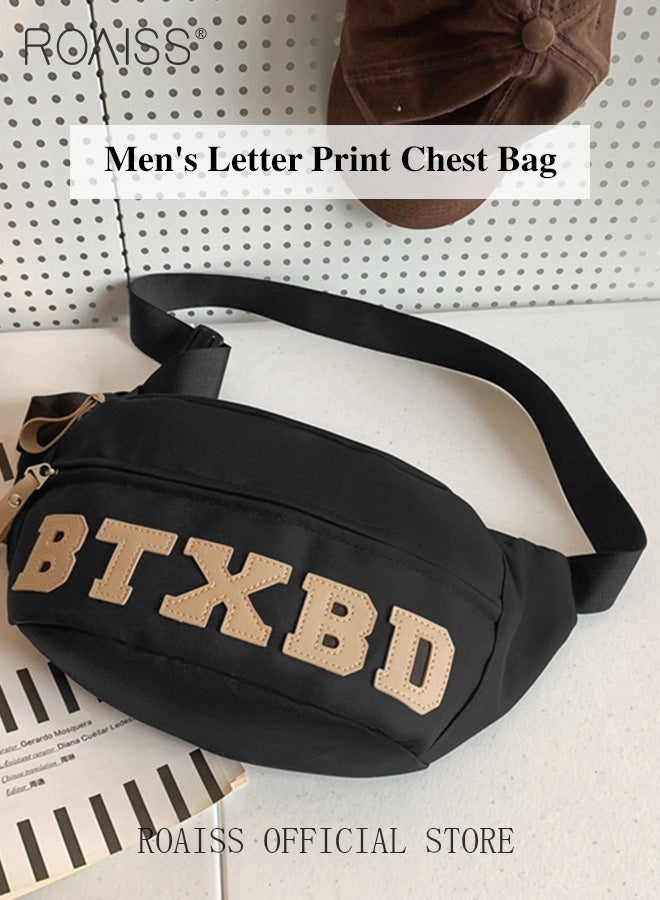 roaiss Unisex Multifunctional Chest Bag Letter Print Design Simple and Fashionable Large Capacity Style Versatile and Suitable for Students Can be Worn as a Crossbody Bag or Waist Bag  - Image 5