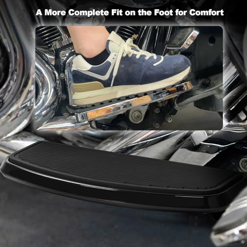 VASTMT Traditional Shape Front Driver Floorboard Footboard for Harley Touring Road King Electra Glide Street Glide Road Glide 1986-Up and Trike Models 2008-Up, Softail FL 1986-2017, FLD 2012-2016 Black - Image 2