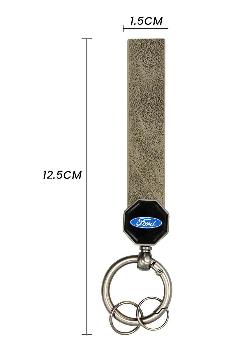 Ford FORD Leather car keychain 12.5cm with 360° Swivel Metal Ring Double Screw Lock Soft Leather Strap for Car and Home Keys - Image 3