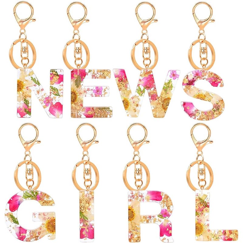 Initial Letter Keychains Dainty Flower erfly Keychain for Women Girl Keychain For Wallet Backpack Car Key - Image 2