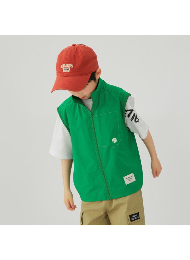 stylish سترة خارجية عملية للأطفال عصرية، سترة بدون أكمام للصبيان لربيع/خريف 2025 - Image 2