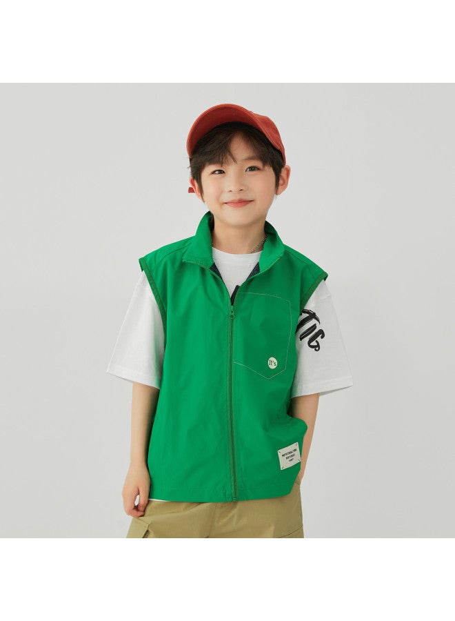 stylish سترة خارجية عملية للأطفال عصرية، سترة بدون أكمام للصبيان لربيع/خريف 2025 - Image 4