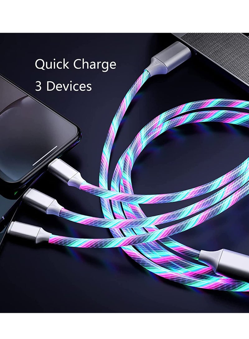 Barakah Flowing Charging Cable,3 in 1 LED 3.9FT USB Fast Charger Cord, Light up Shinning Car Charging Wire 2 Pack - Image 2