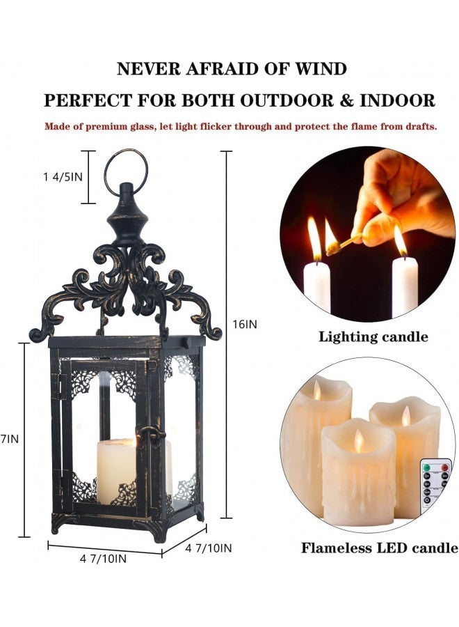 NEEDOMO Lanterns Decorative Indoor Hanging Lantern Outdoor, Vintage Metal Tabletop Decor Lantern for Patio Rustic Home, Candle Holders with Clear Glass, Home Kitchen Coffee Table Livinig Room Decor - Image 1