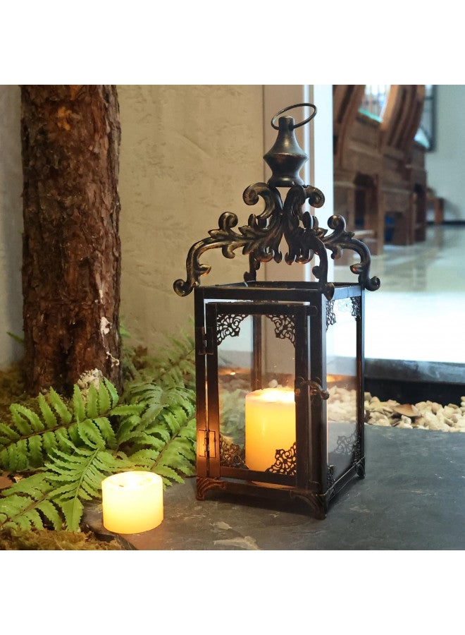 NEEDOMO Lanterns Decorative Indoor Hanging Lantern Outdoor, Vintage Metal Tabletop Decor Lantern for Patio Rustic Home, Candle Holders with Clear Glass, Home Kitchen Coffee Table Livinig Room Decor - Image 2