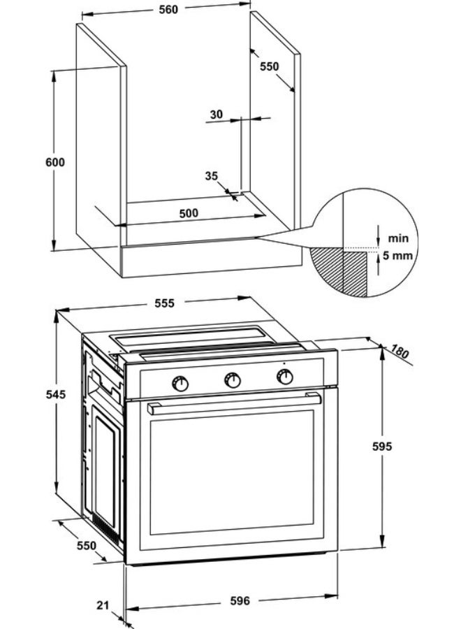 Klass Electric Free Standing Cooking Range , 6 Functions 1 Warming Zone 60 Cm  Made in Turkey  Stainless Steel - Image 3