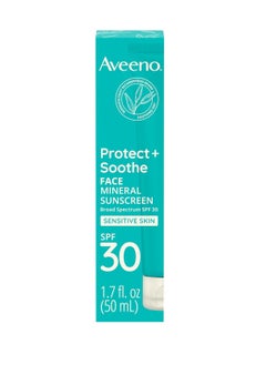 Aveeno Aveeno Protect + Soothe Face Mineral Sunscreen with Broad Spectrum SPF 30 for Sensitive Skin, Lightweight & Non-Greasy Face Sunscreen, Water-Resistant UVA/UVB Protection, 1.7 fl. oz  - Image 1