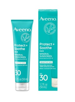 Aveeno Aveeno Protect + Soothe Face Mineral Sunscreen with Broad Spectrum SPF 30 for Sensitive Skin, Lightweight & Non-Greasy Face Sunscreen, Water-Resistant UVA/UVB Protection, 1.7 fl. oz  - Image 2