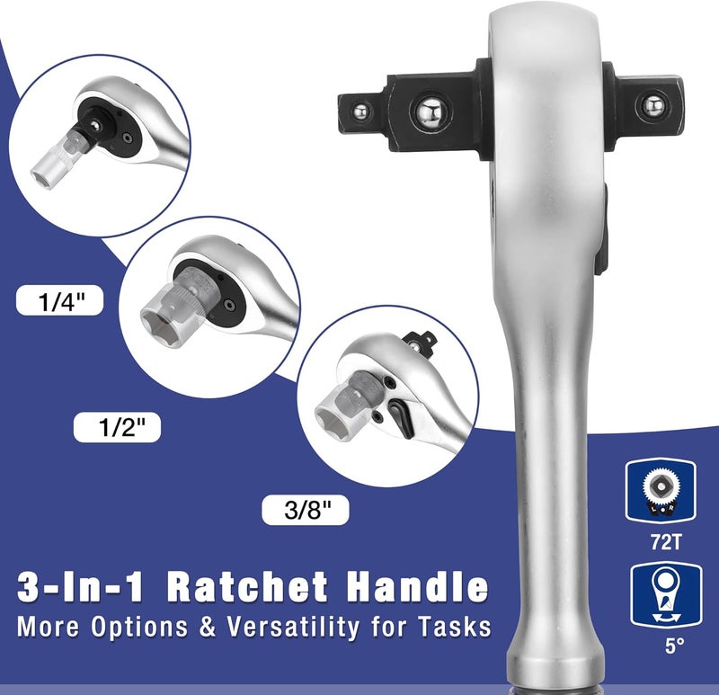 WORKPRO 22-Piece Socket Wrench Set with Ratchet Handle and Storage Case - Image 2