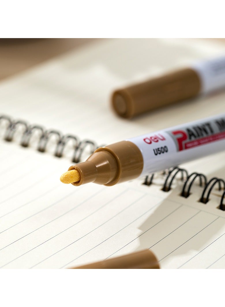 Deli EU500-GD Paint Marker Golden 2.0mm 12pcs/box â€“ ideal for metal, glass, plastic, stone - Image 5