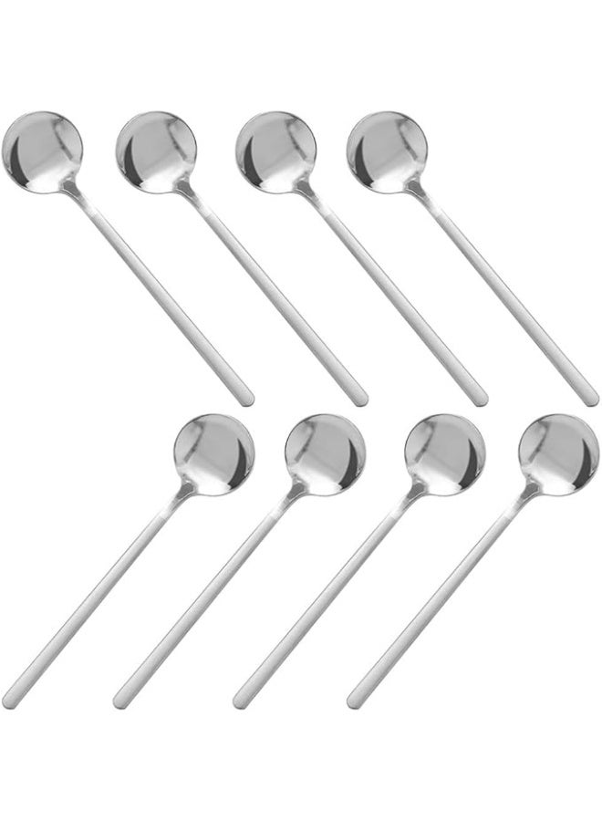 ٨ ملاعق إسبريسو من الفولاذ المقاوم للصدأ، طقم ملاعق شاي صغيرة للقهوة والشاي البريطاني والحلويات والكيك والآيس كريم والكابتشينو، ١٣.٤٦ سم - Image 1