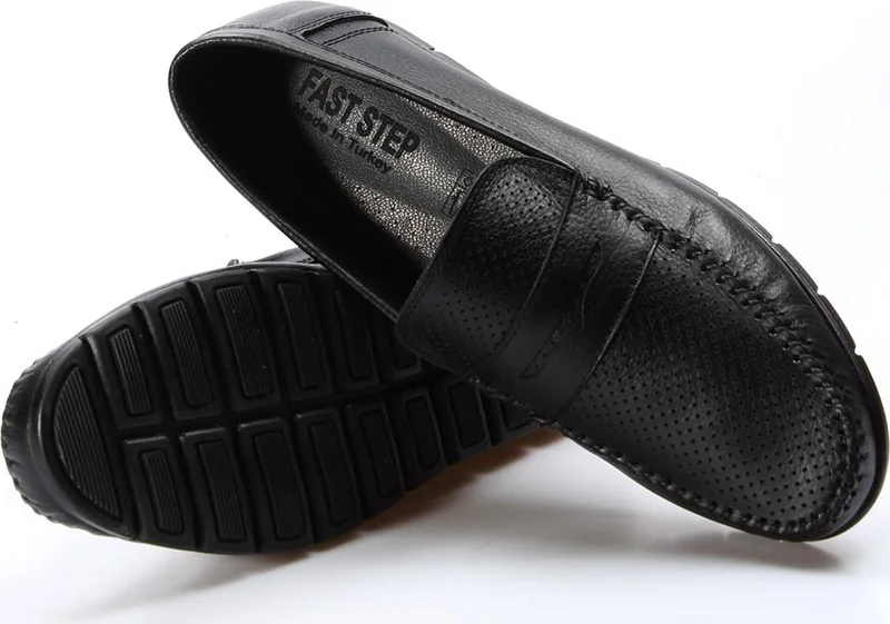 Fast Step Genuine Leather Black Men's Loafer Shoes 783ma20lzr