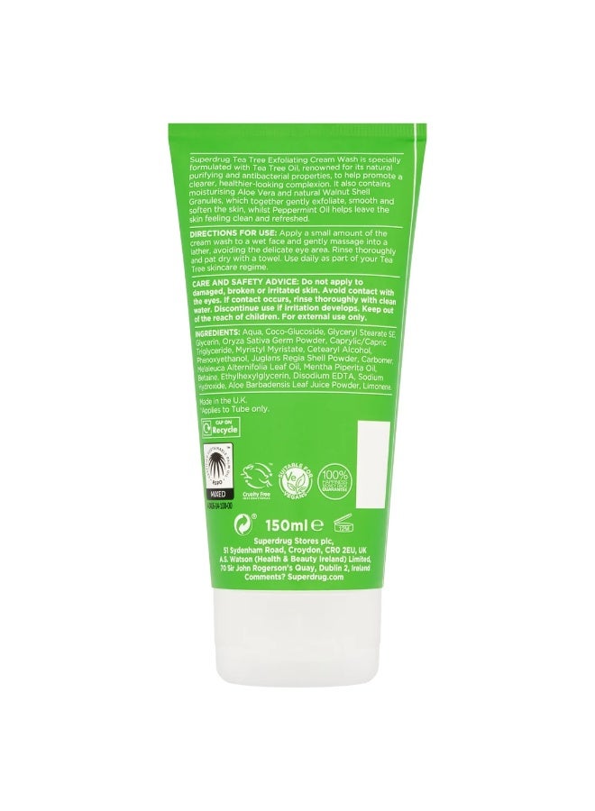 Superdrug Tea Tree Exfoliating Cream Wash for Skin Care 150ml - Image 2