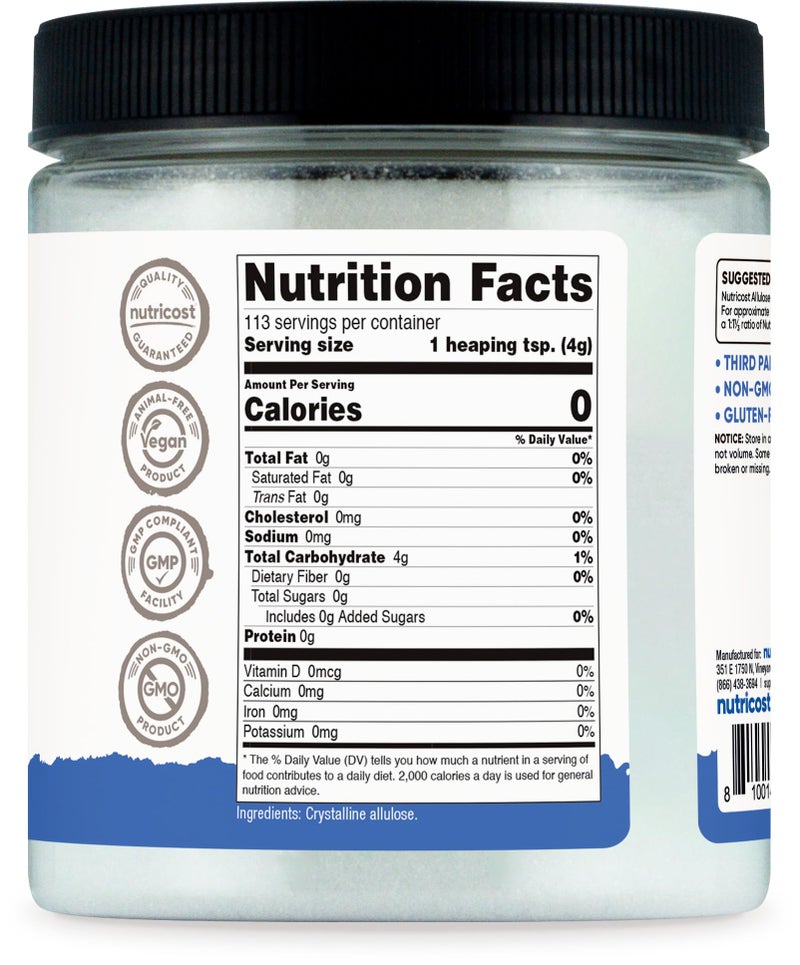 Nutricost Allulose Sweetener (1 LB) - KETO Sugar, 0 Calorie, Low Carb, Natural Sugar Alternative, Crystalline Powder - Image 5