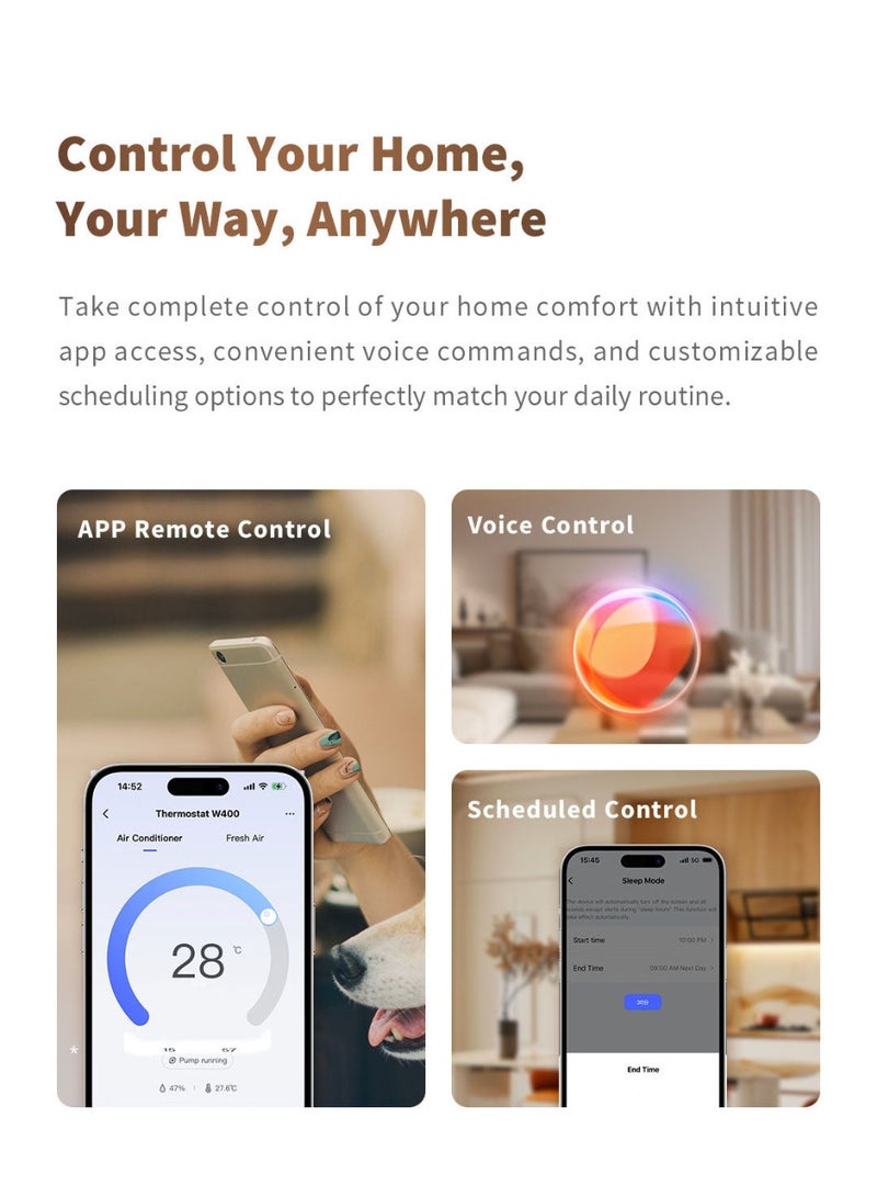 Aqara Smart Thermostat W400 FCU version WT-A02D ,Zigbee WIFI Bluetooth,Whole-Home Climate Control System-Global version White - Image 3