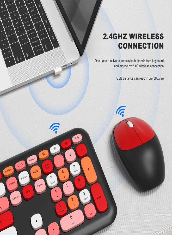 MOFii Wireless Keyboard and Mouse Combo, Slim Compact 2.4G USB Full Size Wireless Mouse and Keyboard Combo, Cute 110 Keys Keyboard for PC, Notebook, MacBook, Tablet, Laptop, Windows System (Black Colorful) - Image 2