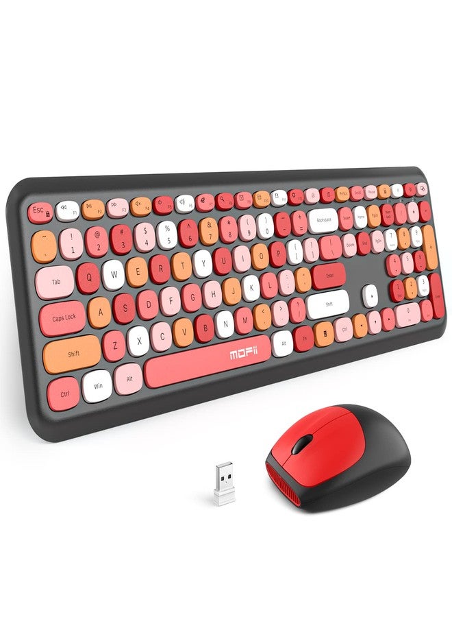 MOFii Wireless Keyboard and Mouse Combo, Slim Compact 2.4G USB Full Size Wireless Mouse and Keyboard Combo, Cute 110 Keys Keyboard for PC, Notebook, MacBook, Tablet, Laptop, Windows System (Black Colorful) - Image 1