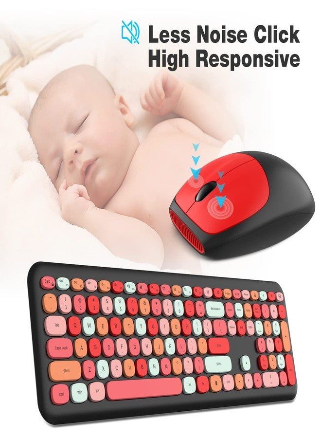 MOFii Wireless Keyboard and Mouse Combo, Slim Compact 2.4G USB Full Size Wireless Mouse and Keyboard Combo, Cute 110 Keys Keyboard for PC, Notebook, MacBook, Tablet, Laptop, Windows System (Black Colorful) - Image 3