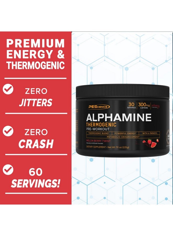 PEScience Alphamine, Melon Berry Twist, 60 Scoops, Thermogenic Energy Powder with L-Carnitine - Image 2