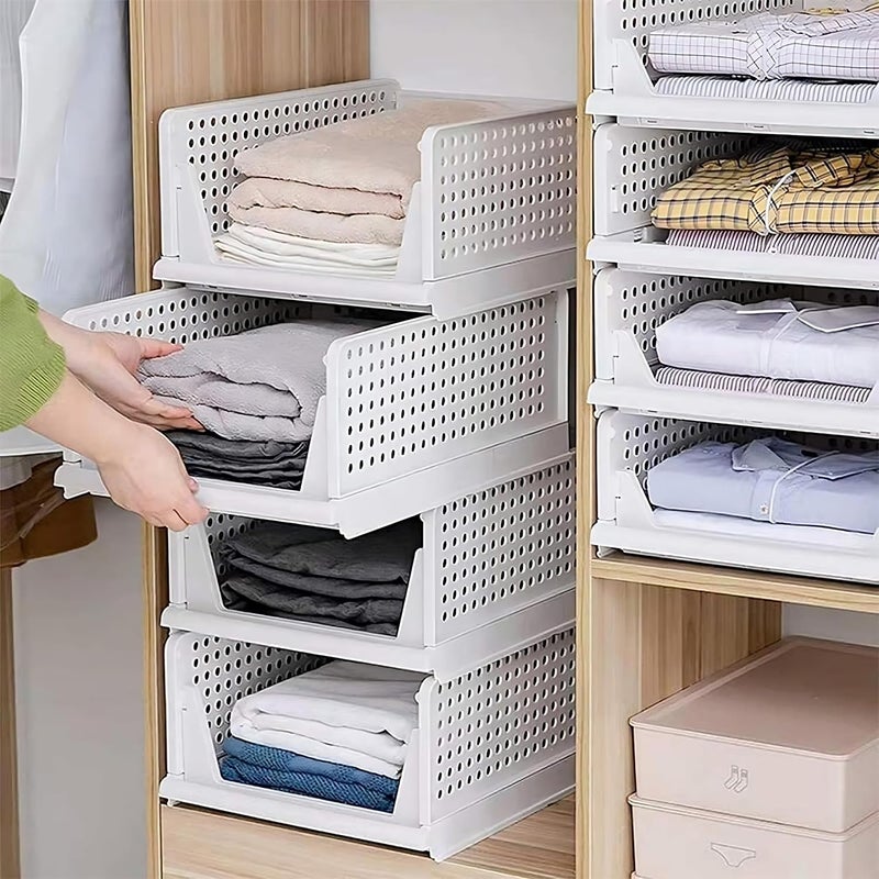 Kermis Pieces Clothes Organizer For Wardrobe Cupboard Organizer For Clothes Foldable Stackable Closet Organizer Drawer Organizer For Clothes Almirah Space Organizer For Cupboard Polypropylene 3 - Image 2