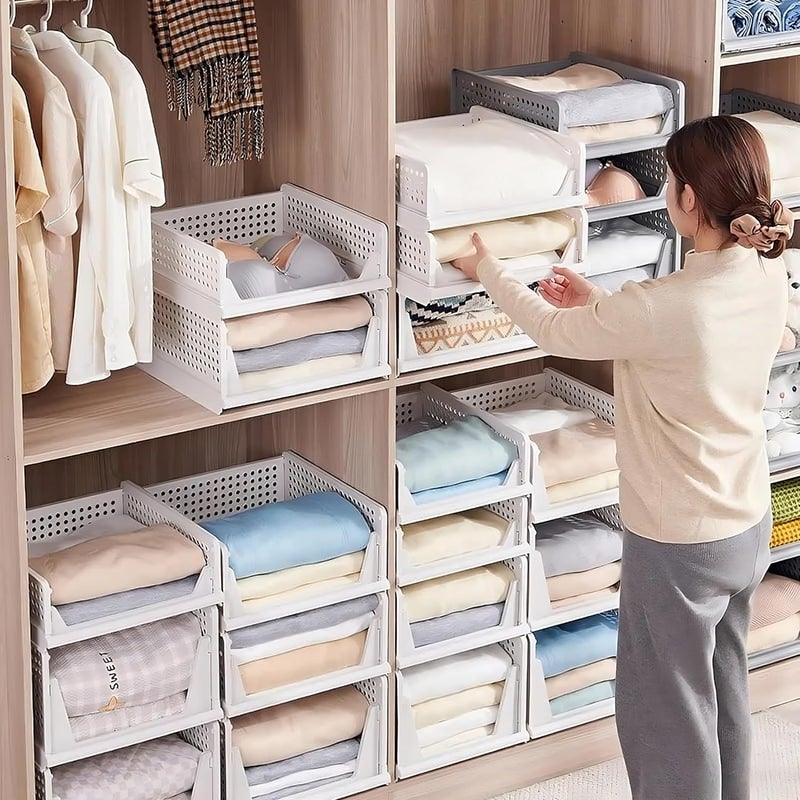 Kermis Pieces Clothes Organizer For Wardrobe Cupboard Organizer For Clothes Foldable Stackable Closet Organizer Drawer Organizer For Clothes Almirah Space Organizer For Cupboard Polypropylene 3 - Image 4
