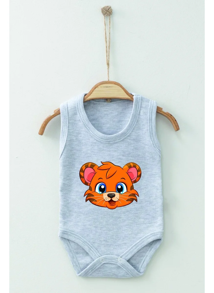 ادا بيبيك تشوكوك Ada Baby Kid Adabebek Cotton Organic Tiger Patterned Strappy Bodysuit Baby Bodysuit