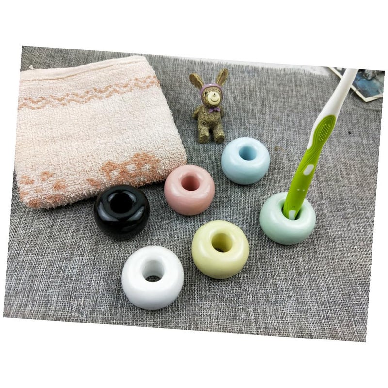White Ceramic Toothbrush Holder Stand Minimalist Antiskip Design For Bathroom Countertop - Image 4