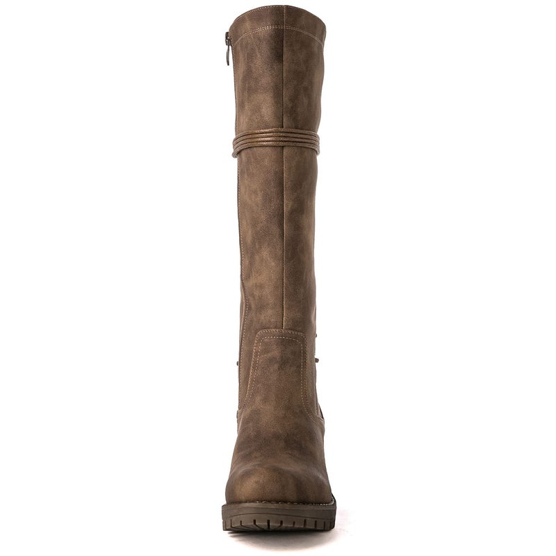 GLOBALWIN Womenâ€™s Camel Lace Up Back Boots Knee High Boots Fashion Boots For Women 7.5M - Image 4