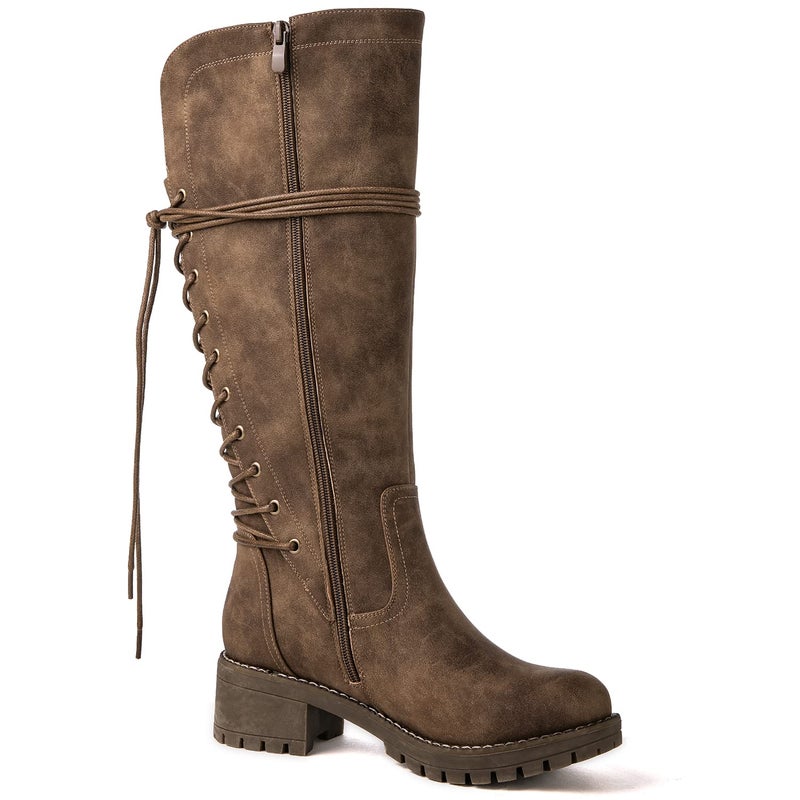 GLOBALWIN Womenâ€™s Camel Lace Up Back Boots Knee High Boots Fashion Boots For Women 7.5M - Image 3