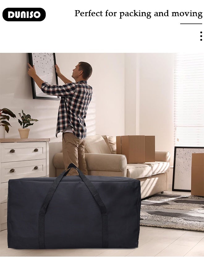 DUNISO Large Moving Bags, Foldable Storage Tote with Double Zippers, Storage Totes For Space Saving, Sturdy Carrying Handles for Travel, College Moving Supplies, Bedding, Clothes - Image 3