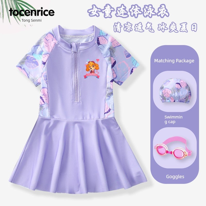Children's Paw Paw Team Swimsuit Girls Swimsuit Girls Baby Fashion Swimsuit One-piece Dress Training Equipment Swimwear - Image 5