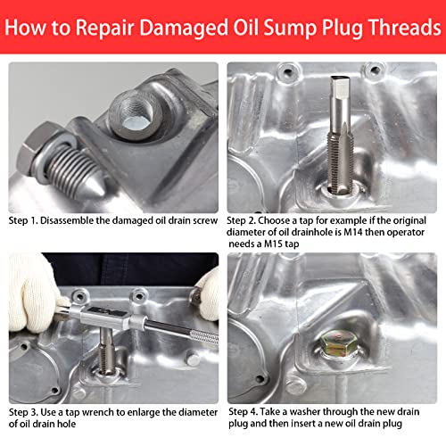 BILITOOLS 84-Piece Oil Pan Drain Plug Thread Repair Kit M13 M15 M17 M20 M22 - Image 3