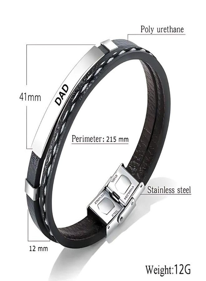 M Men Style DAD Leather Layered Bracelets for Mens Women Buckle Clasp Genuine Bracelet Wristband Vintage Cuff Jewelry Friendship Couple Silver SBr2025164 - Image 2