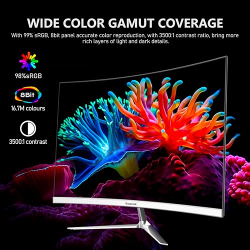 Gawfolk 24.5 Inch Gaming Curved Monitor Built-in Speakers, 3000R 120Hz White PC Screen Full HD 1080P, HDMI 2.0, VGA, Wall Mount Compatible 75 * 75mm - Image 3