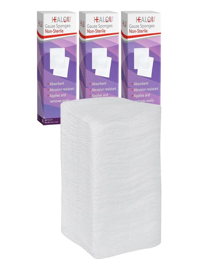 HEALQU وسادات شاش HEALQU 600 4x4" - وسادات شاش ناعمة غير منسوجة 4 طبقات لاستخراج الأسنان والإجراءات السنية - إسفنجات شاش مربعة غير معقمة للإسعافات الأولية والجراحة وتضميد الجروح (3 عبوات من 200)  - Image 1