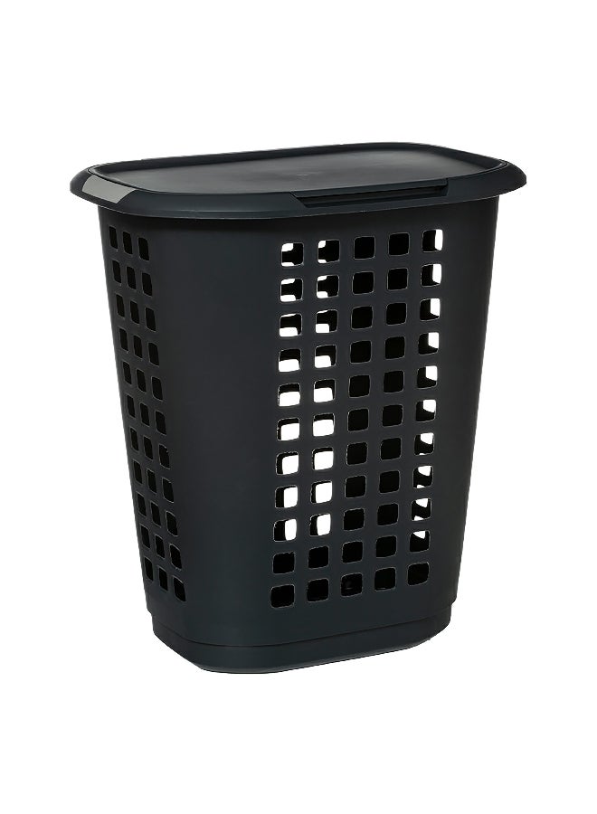 حامل ماكينة تحضير سلة غسيل بتصميم مستطيل مع غطاء باللون الأسود، بسعة 63 لتر، 157363C - Image 1