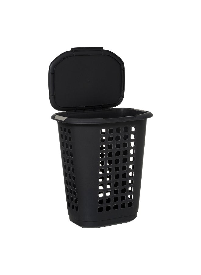 حامل ماكينة تحضير سلة غسيل بتصميم مستطيل مع غطاء باللون الأسود، بسعة 63 لتر، 157363C - Image 2