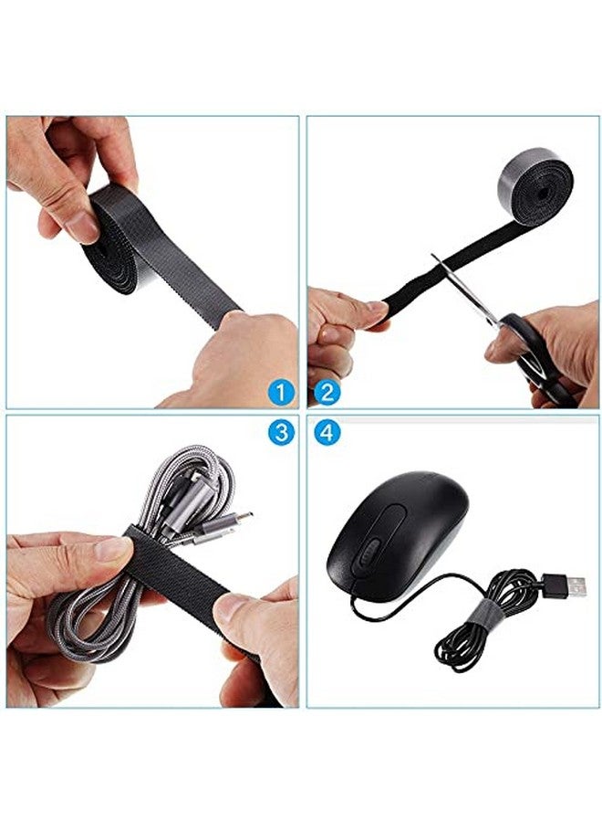 Immech - Reusable Cable Ties Strap with Double Sided Hook & Loop Wire Organizer, Cord Ties for Tablet Laptop PC TV Home Office Electronics Wire, DIY, 8 Meter (Color: Black) - Image 4