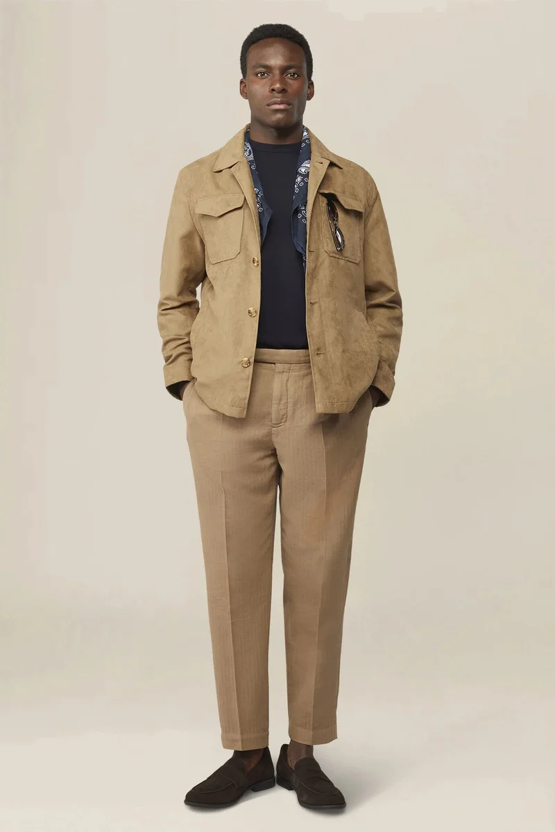 Doppelganger Men's unlined regular fit suede-effect shaket jacket - Beige