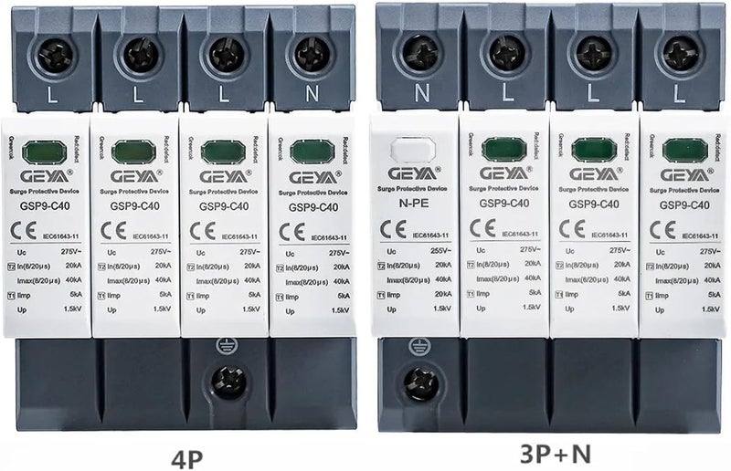 GEYA Surge Protector 20KA-40KA SPD Home Surge Protector DIN Rail (4P,AC275V) - Image 2