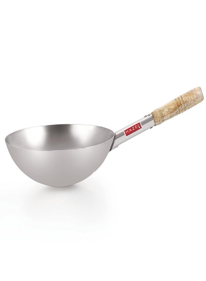 HAZEL Chinese Wok with Handle | 25.5 cm with 1900 ml Capacity Stainless Steel Chinese Kadai for Noodles | Fried Rice Kadai with Handle | Deep Fry Pan - Image 5