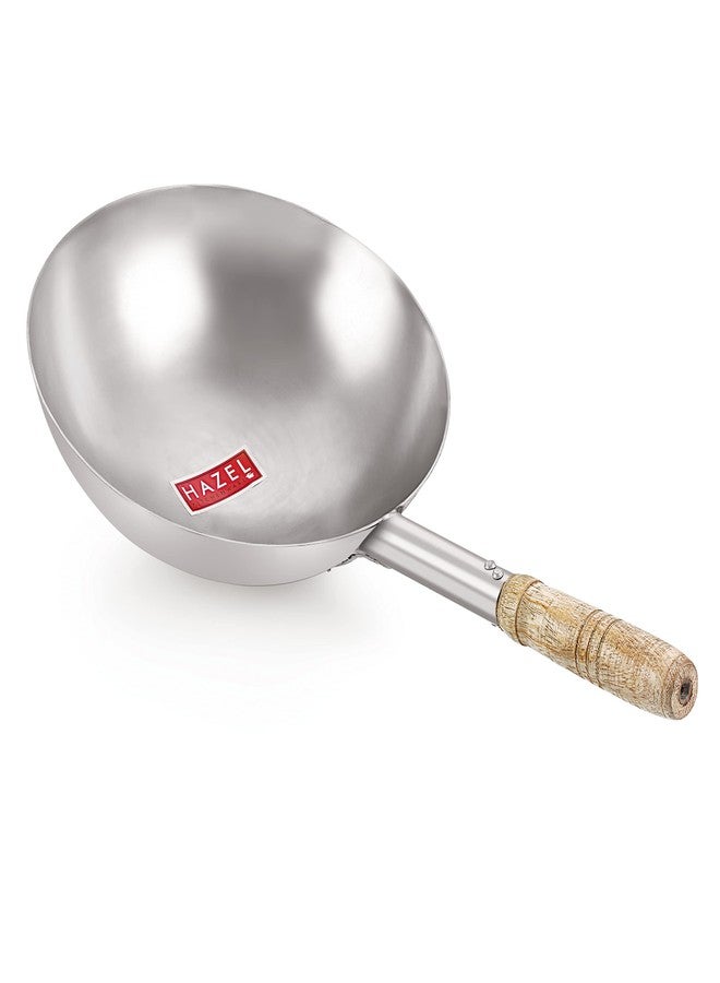 HAZEL Chinese Wok with Handle | 25.5 cm with 1900 ml Capacity Stainless Steel Chinese Kadai for Noodles | Fried Rice Kadai with Handle | Deep Fry Pan - Image 1
