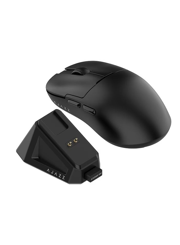 إيه جاز ماوس ألعاب آجاز AJ159P MC اتصال ثلاثي الأوضاع USB سلكي/2.4G لاسلكي/BT سعة البطارية 400 مللي أمبير مغناطيسية مستشعرPAW3311 تصميم فائق الخفة أسود - Image 1