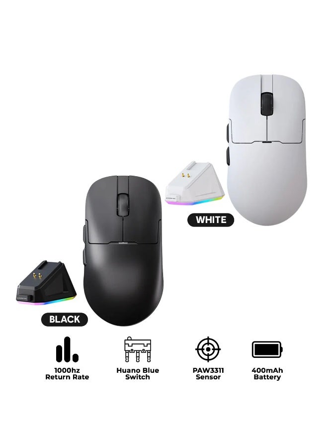 إيه جاز ماوس ألعاب آجاز AJ159P MC اتصال ثلاثي الأوضاع USB سلكي/2.4G لاسلكي/BT سعة البطارية 400 مللي أمبير مغناطيسية مستشعرPAW3311 تصميم فائق الخفة أسود - Image 3