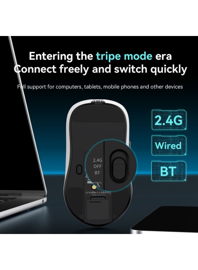 إيه جاز ماوس ألعاب آجاز AJ159P MC اتصال ثلاثي الأوضاع USB سلكي/2.4G لاسلكي/BT سعة البطارية 400 مللي أمبير مغناطيسية مستشعرPAW3311 تصميم فائق الخفة أسود - Image 4