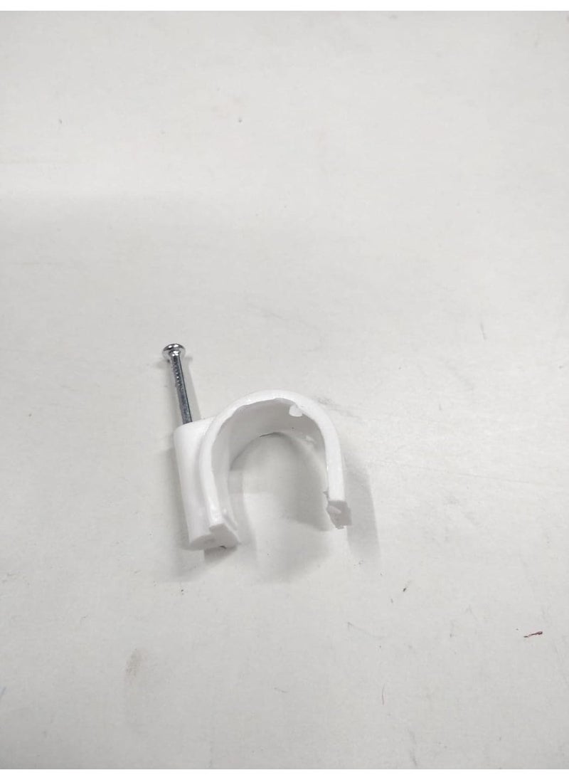 TMC TMC Cable Clips Wire Fastner Circle with Metal Nail 25mm White Pack of 100  - Image 4
