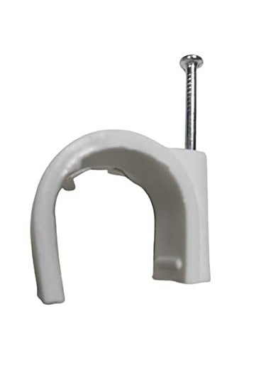 TMC TMC Cable Clips Wire Fastner Circle with Metal Nail 25mm White Pack of 100  - Image 1
