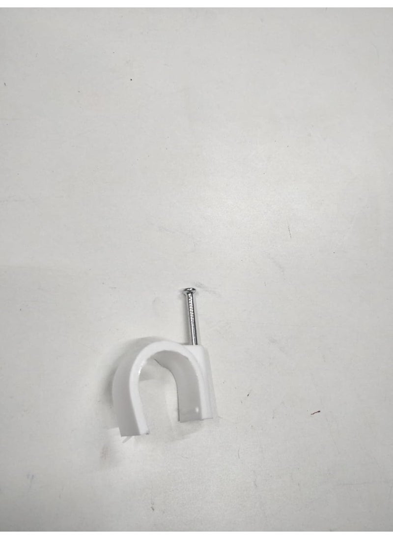 TMC TMC Cable Clips Wire Fastner Circle with Metal Nail 25mm White Pack of 100  - Image 2