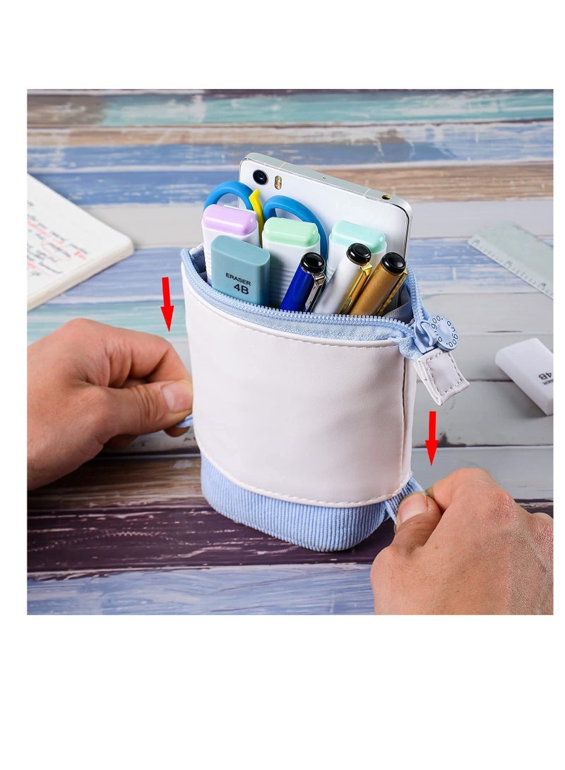 Excefore Pop up Pencil Case - Pen Telescopic Holder Stationery Case Standing Pouch Holder Colorful College office Organizer for Student, Office worker - Image 2